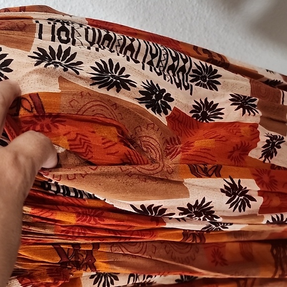 Chandni Bohemian Orange and Brown Maxi Dress - Picture 7 of 9